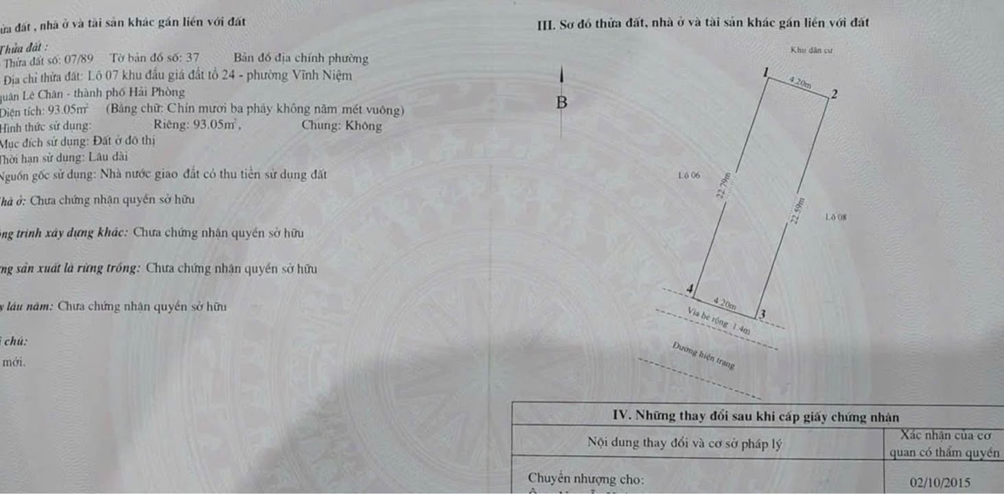 Đất tặng nhà mặt đường Vĩnh Cát Lê Chân 93m² giá 6.138 tỷ - Kinh doanh sầm uất!