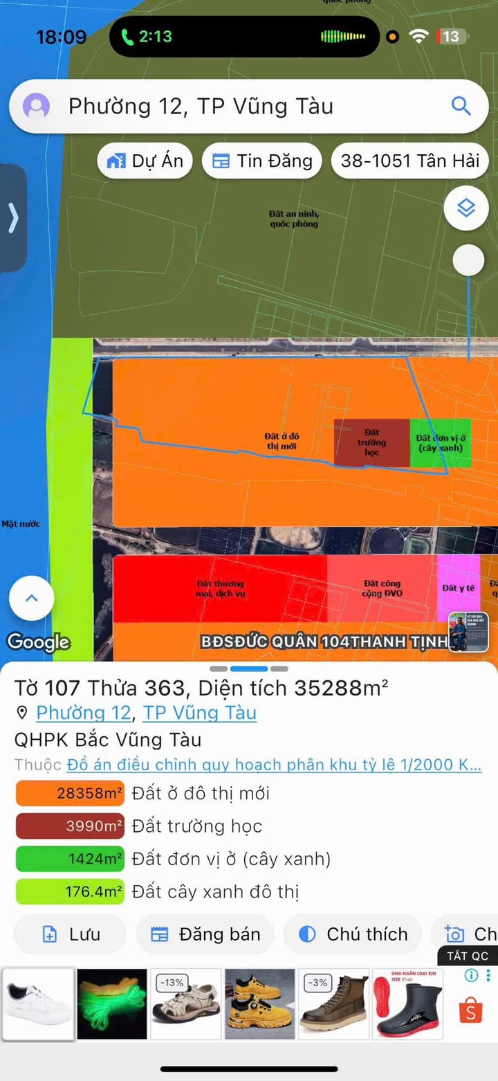 Đất mặt tiền tại phường 12 Vũng Tàu 35.288m² giá 6 triệu/m² - Cơ hội đầu tư hấp dẫn!
