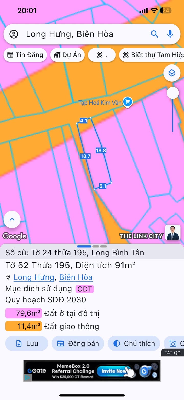 Đất nền Long Bình Tân Biên Hòa 77.9m² giá 2.3 tỷ - Đường ô tô vi vu!