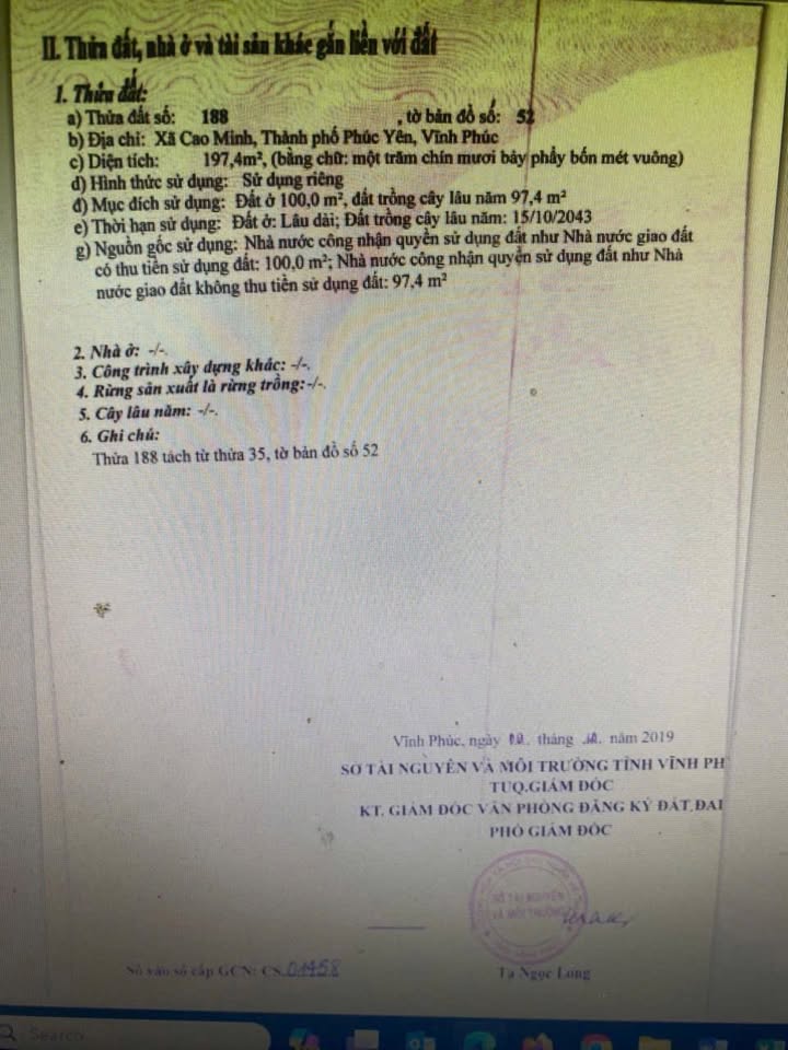 Đất thổ cư chính chủ 198m² tại ngõ 23 Nguyễn Văn Linh, Phúc Yên - Giá chỉ 7.92 tỷ!