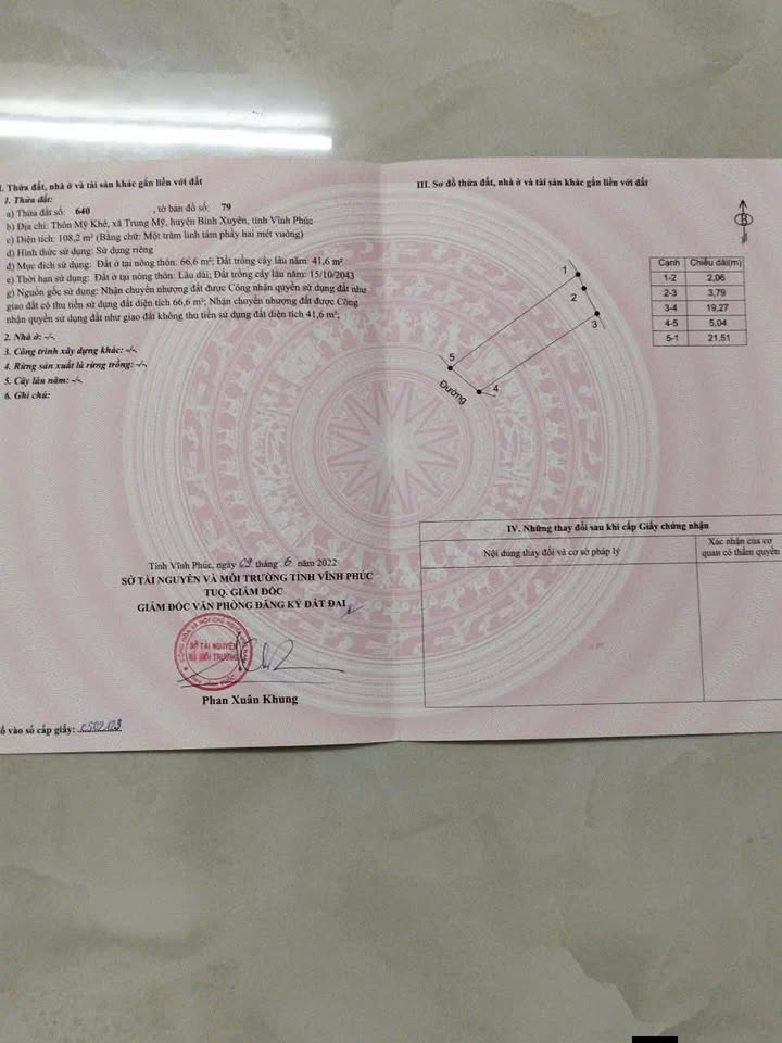 Đất nền Trung Mỹ - Bình Xuyên 108,2m² giá 1 tỷ - Cơ hội đầu tư hấp dẫn!