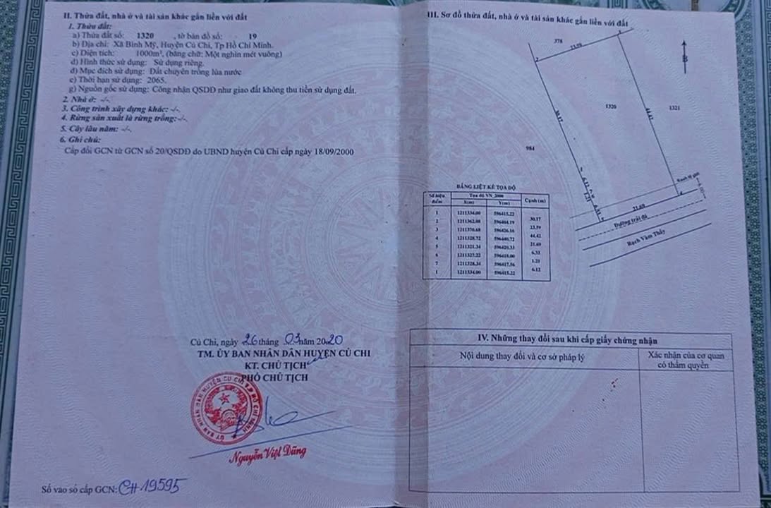 Đất vườn Củ Chi 1000m² giá 4.05 tỷ - Đầu tư sinh lời ngay!