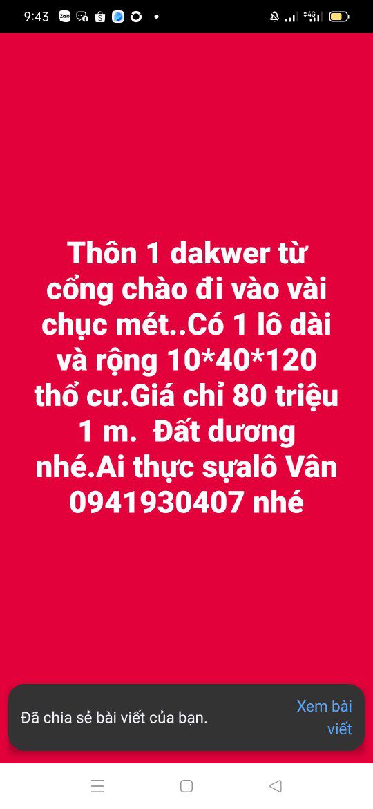 Đất thổ cư Thôn 1 Đắk Wer 4800m² giá 3.2 tỷ - Cơ hội đầu tư không thể bỏ lỡ!