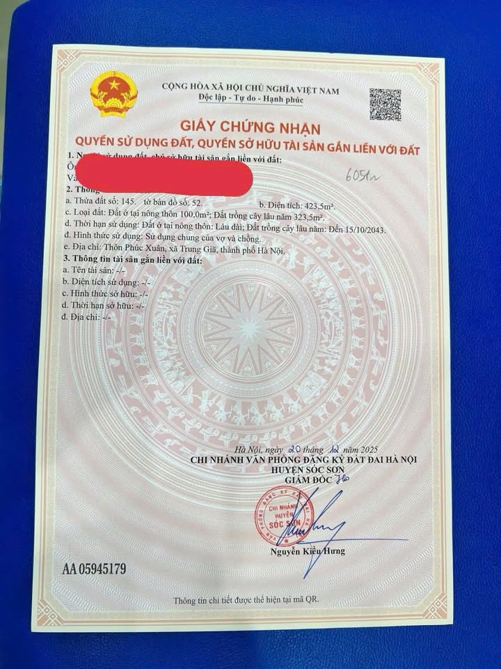 Đất nền Phúc Xuân Sóc Sơn 423m² - Cơ hội đầu tư hấp dẫn!