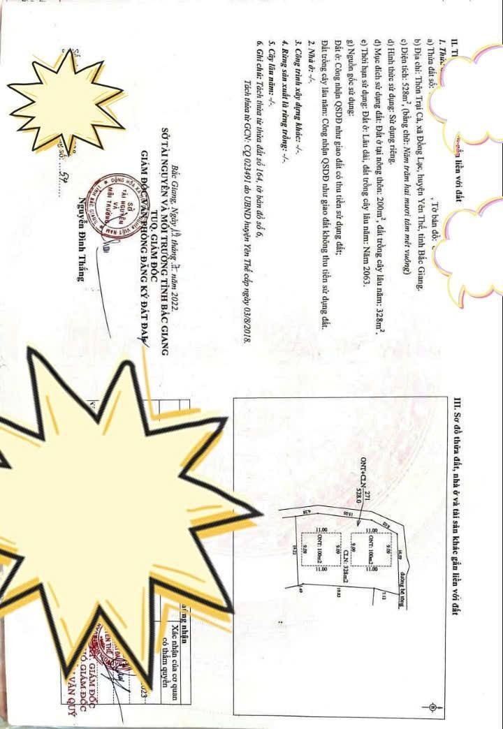 Đất nền 2 mặt tiền đường Tỉnh Lộ 292, Yên Thế 528m² giá 1 tỷ - Cơ hội đầu tư tuyệt vời!