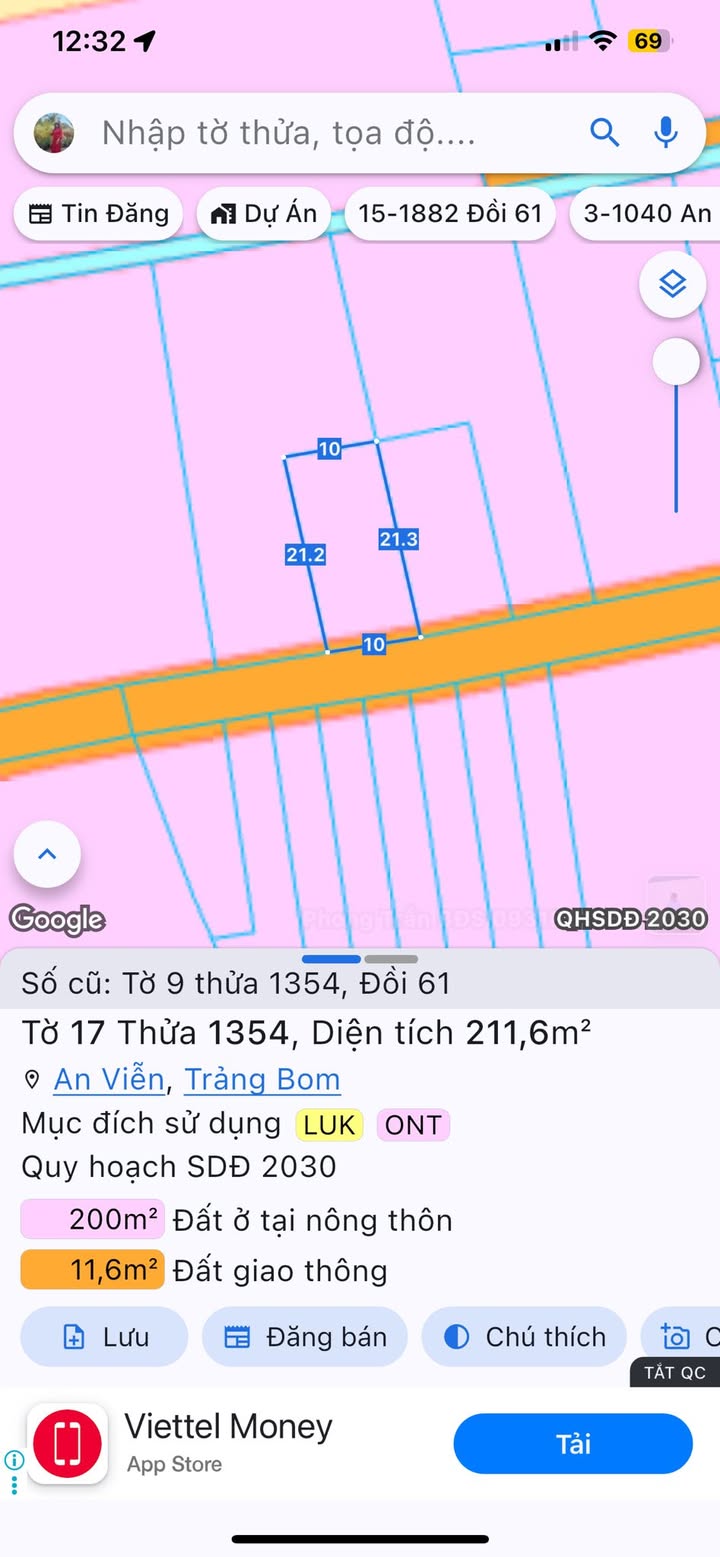 Đất thổ cư An Viễn, Trảng Bom 210m² giá 1.68 tỷ - Sổ riêng, tiện ích đầy đủ!