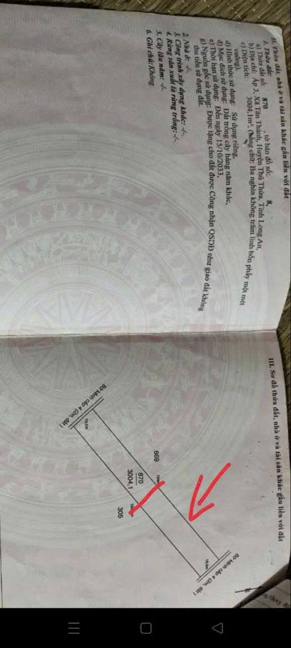 Đất nền 1500m² xã Tân Thành, huyện Thủ Thừa giá 720 triệu - Cơ hội đầu tư hấp dẫn!