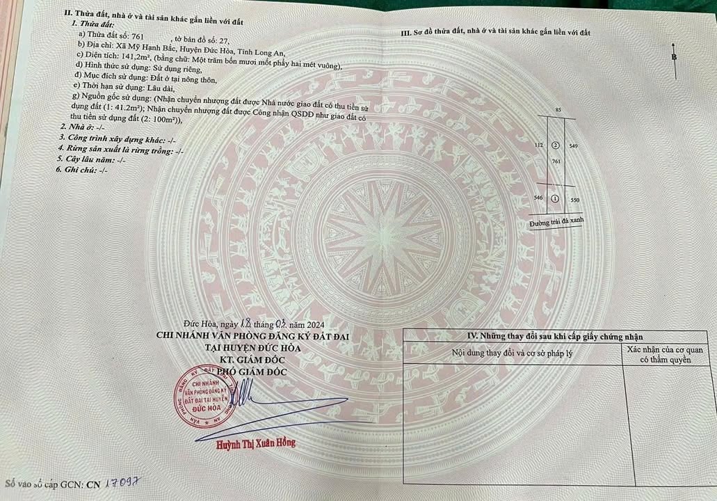 Đất nền ấp Tràm Lạc, Long An 145m² giá 1.1 tỷ - Cơ hội đầu tư tuyệt vời!