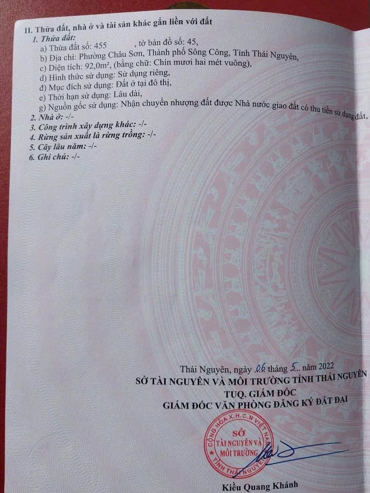 Đất nền Lê Hồng Phong, Sông Công 92m² giá 1.5 tỷ - Đầu tư sinh lời tuyệt vời!