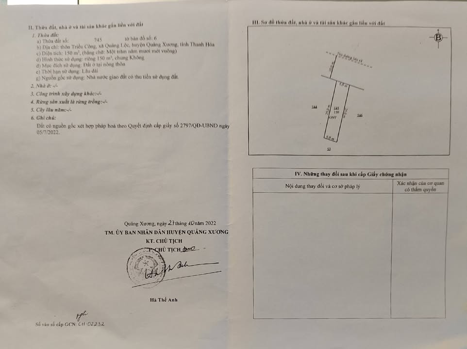 Đất ở Quảng Lộc 150m² - Gần sân trung tâm văn hóa thôn, giá thỏa thuận!