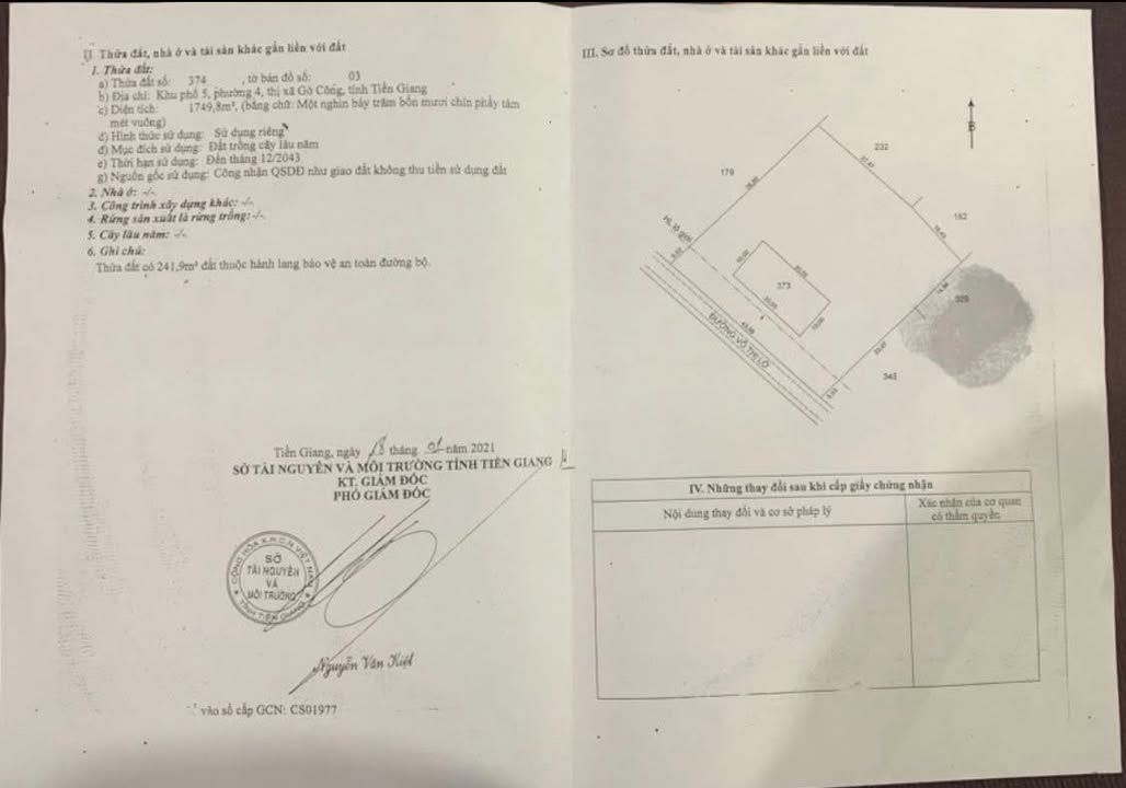 Đất mặt tiền đường nhựa 6m tại Gò Công 1.949,8m² - Giá chỉ 6,5 triệu/m²!