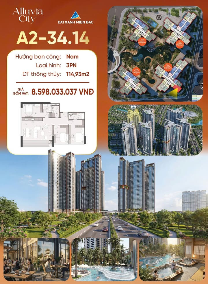 Căn hộ Alluvia City Văn Giang 114m² giá 8.59 tỷ - Sống nghỉ dưỡng giữa lòng đô thị!