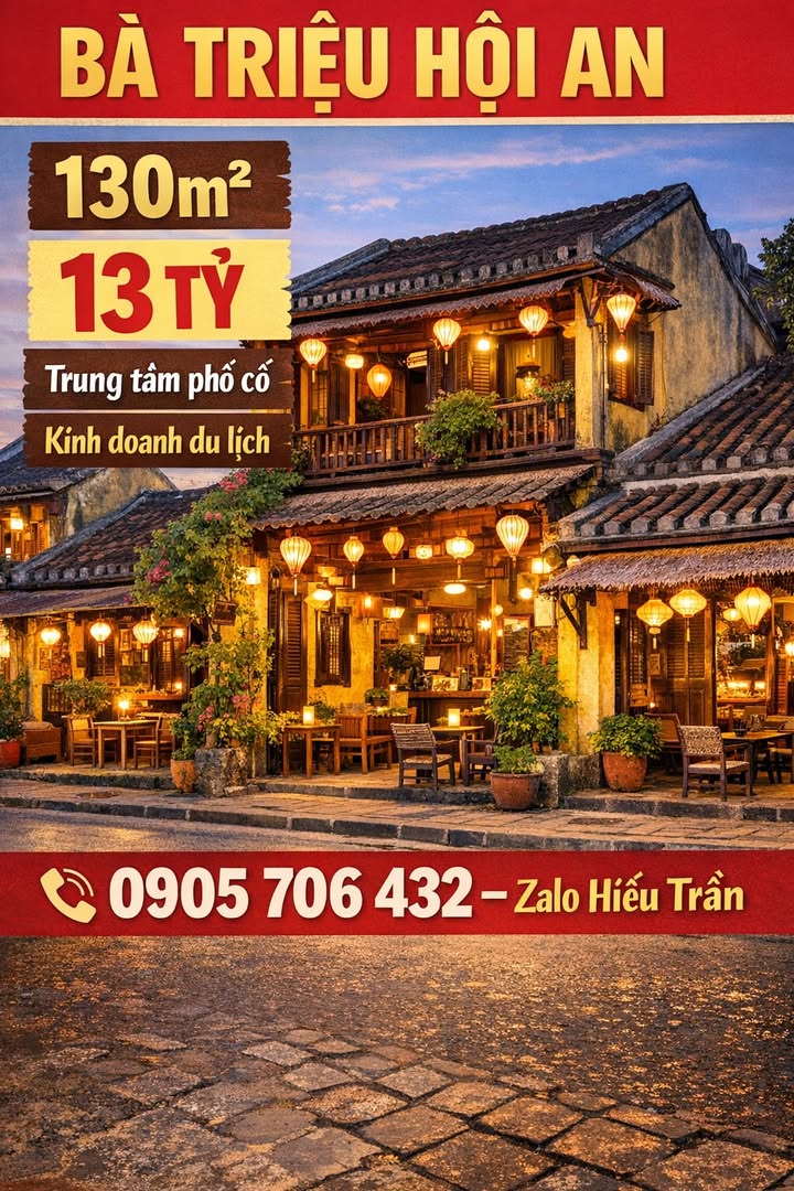 Bán gấp FrontHouse đường Bà Triệu, Hội An 130m² giá 13 tỷ - Cơ hội đầu tư không thể bỏ lỡ!