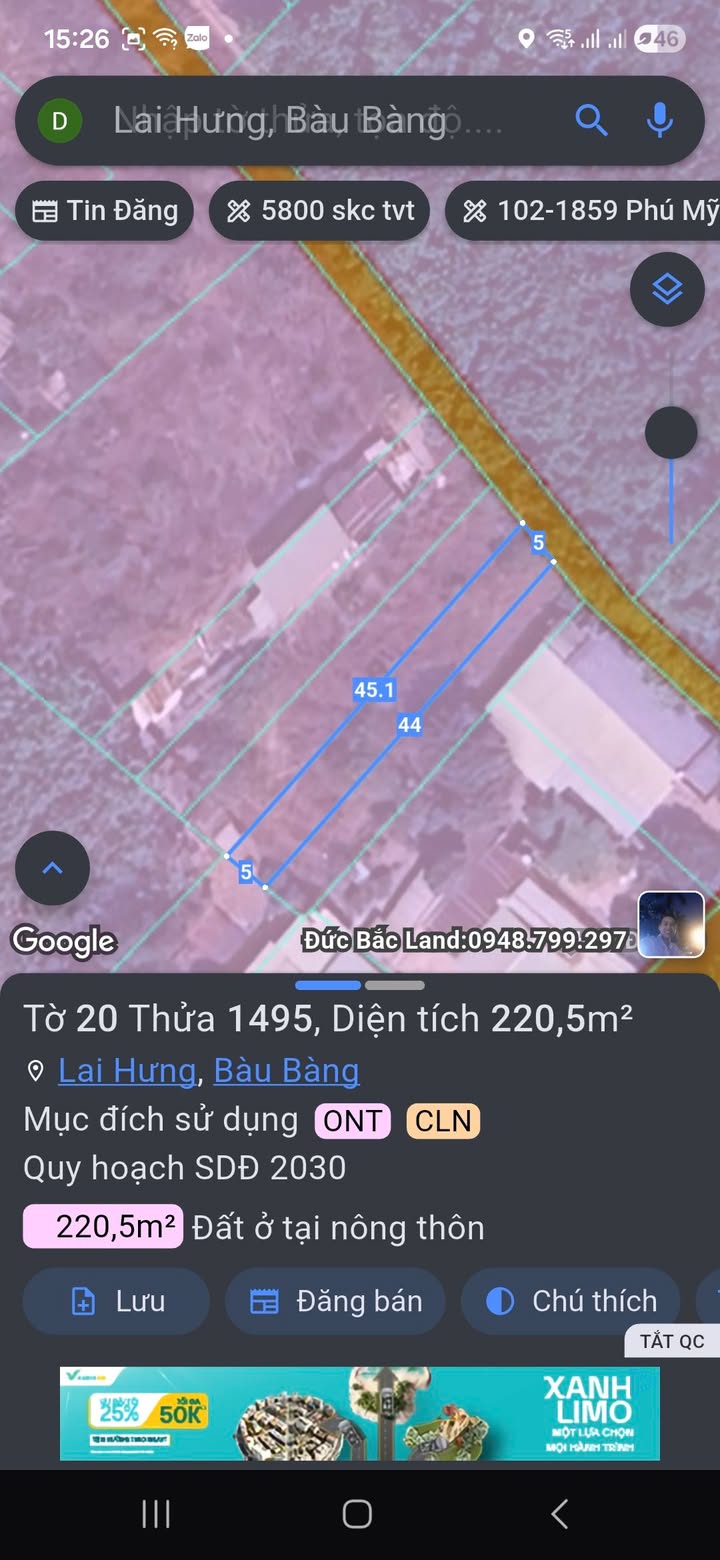 Đất nền Lai Hưng Bàu Bàng 225m² giá 9 tỷ - Đầu tư sinh lời ngay!