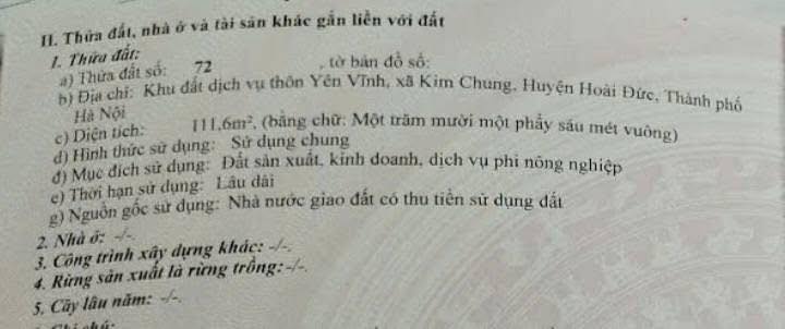 Đất dịch vụ Yên Vĩnh, Hoài Đức 111.6m² - Vị trí đẹp, đầu tư sinh lời!