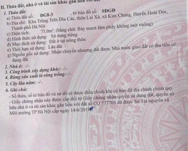 Đất đấu giá Lai Xá, Hoài Đức 75m² - Vị trí đẹp, giá đầu tư!