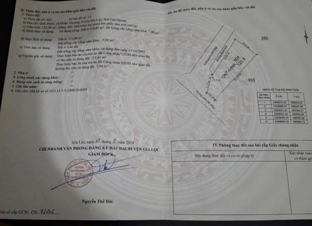 Đất nền lô góc tại thôn Đươi, Gia Lộc, Hải Dương 122,8m² - Giá hấp dẫn chỉ 1 tỷ!