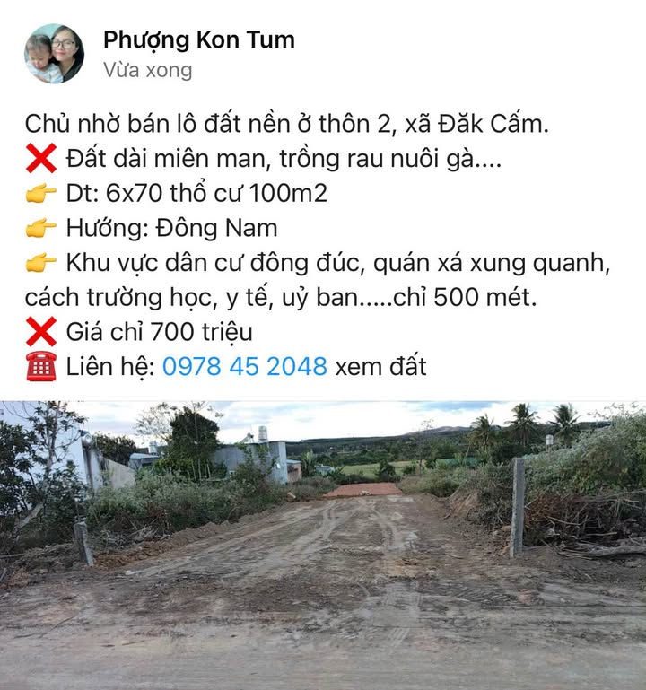 Đất nền thổ cư 420m² tại thôn 2, xã Đăk Cấm chỉ 700 triệu - Cơ hội đầu tư tuyệt vời!