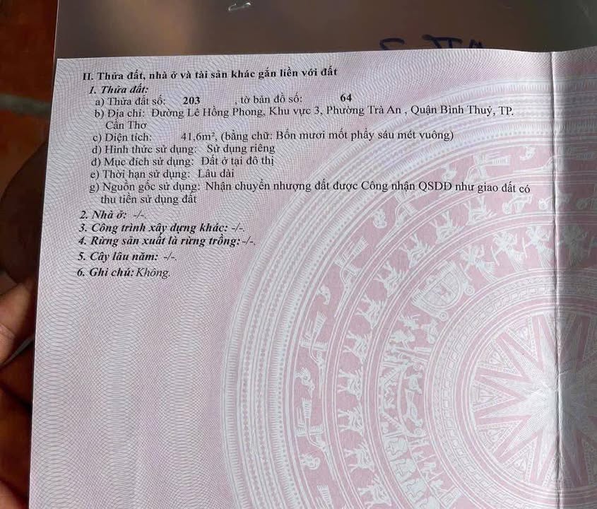 Đất nền hẻm 129 Lê Hồng Phong, Bình Thủy 41.6m² giá 700 triệu - Sổ hồng chính chủ!