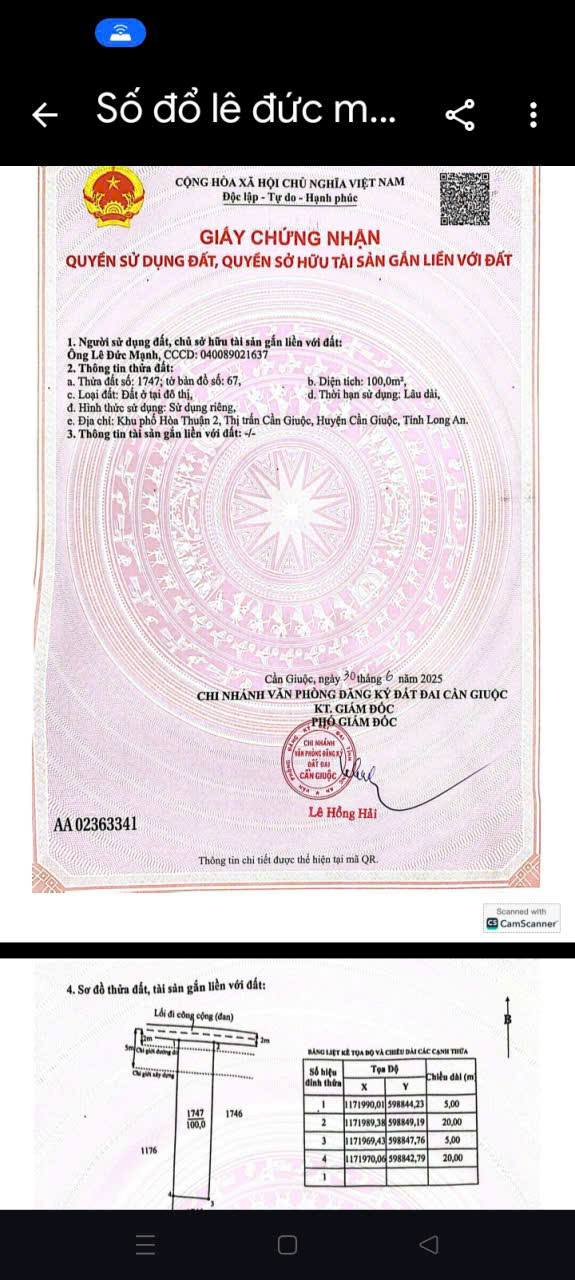 Đất ở đô thị Hòa Thuận 2, Cần Giuộc 100m² giá 1.16 tỷ - Cơ hội vàng cho nhà đầu tư!