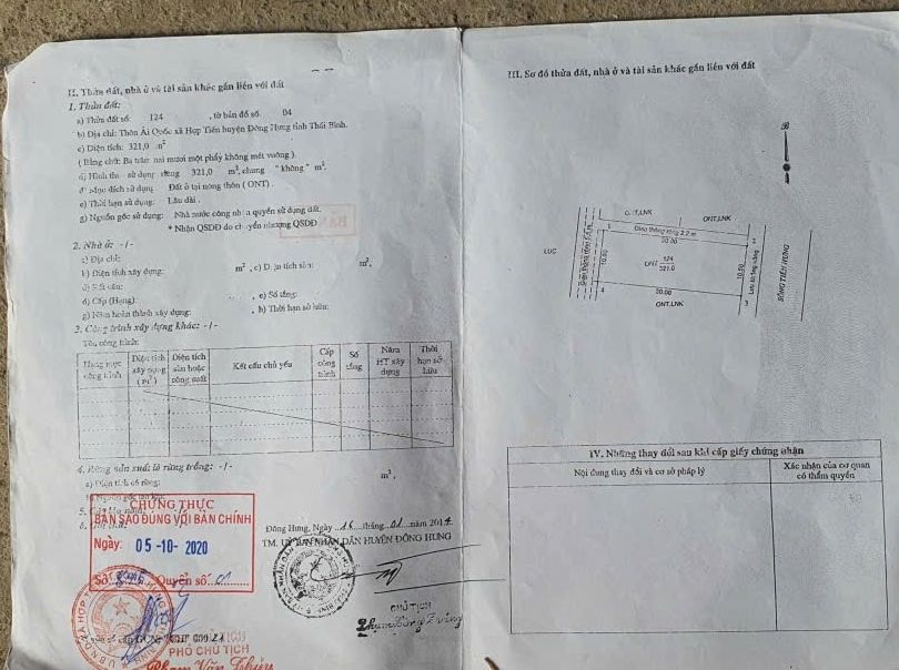 Đất nền thôn Ái Quốc, Đông Hưng 321m² - Giá chỉ 5 triệu/m²