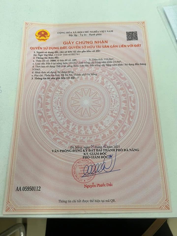 Đất TĐC Hòa Ninh Đà Nẵng 154m² giá 2.6 tỷ - Cơ hội đầu tư hấp dẫn!