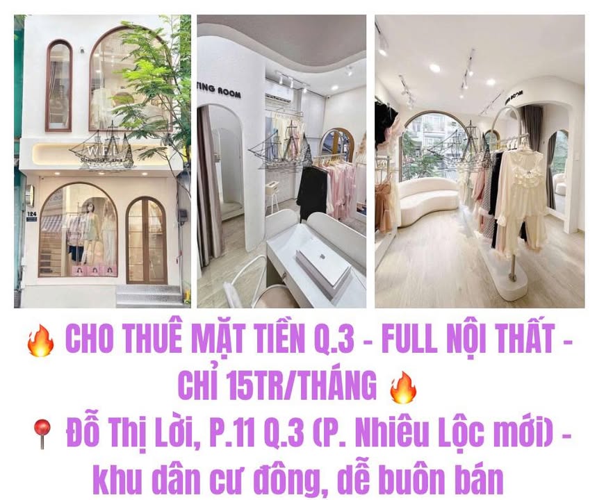 Nhà mặt tiền Đỗ Thị Lời, Quận 3, 40m² giá 15 triệu - Full nội thất, tiện nghi!