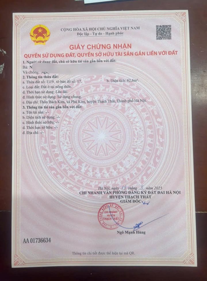 Đất nền Phú Kim, Thạch Thất 62,6m² giá 1,4 tỷ - Cơ hội đầu tư vàng!