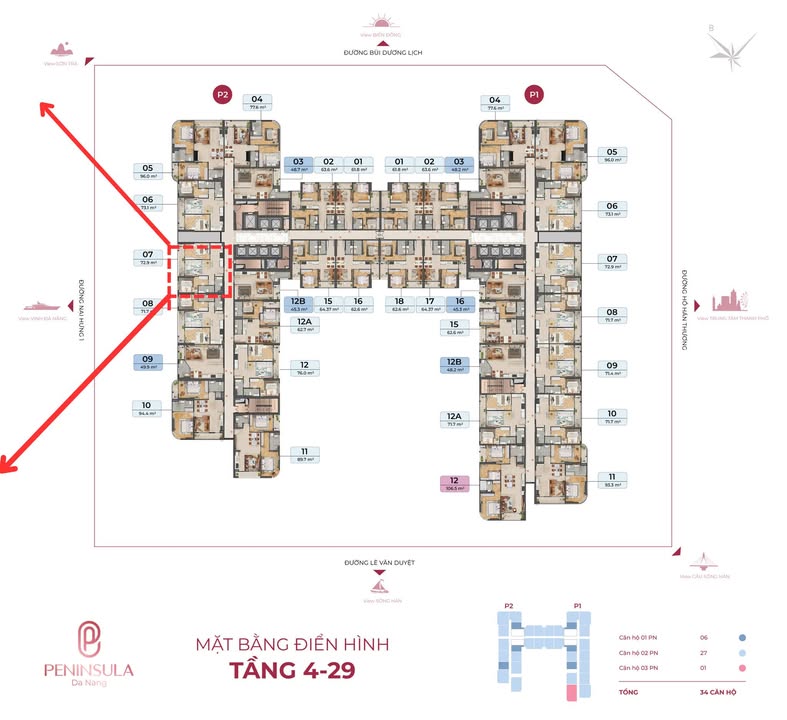 Căn hộ 2PN ven sông Hàn Đà Nẵng 70m² giá 4 tỷ - Bán gấp, tiện nghi đầy đủ!