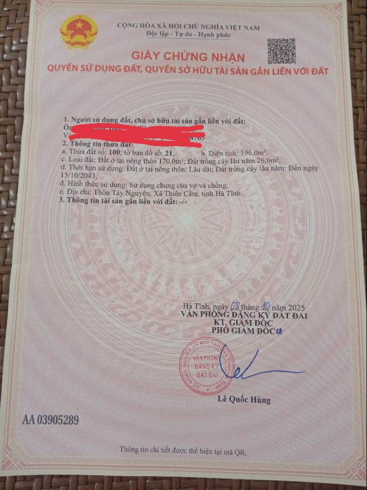 Đất nền xã Thiên Cầm, Cẩm Xuyên 196m² giá chỉ 9xx triệu - Cơ hội đầu tư hiếm có!