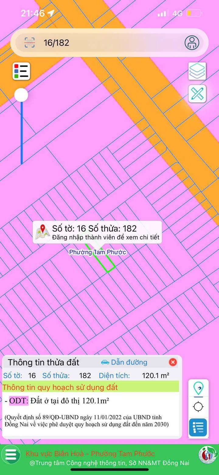 Lô đất Tam Phước, Biên Hòa 55m² giá 1 tỷ - Sổ riêng thổ cư