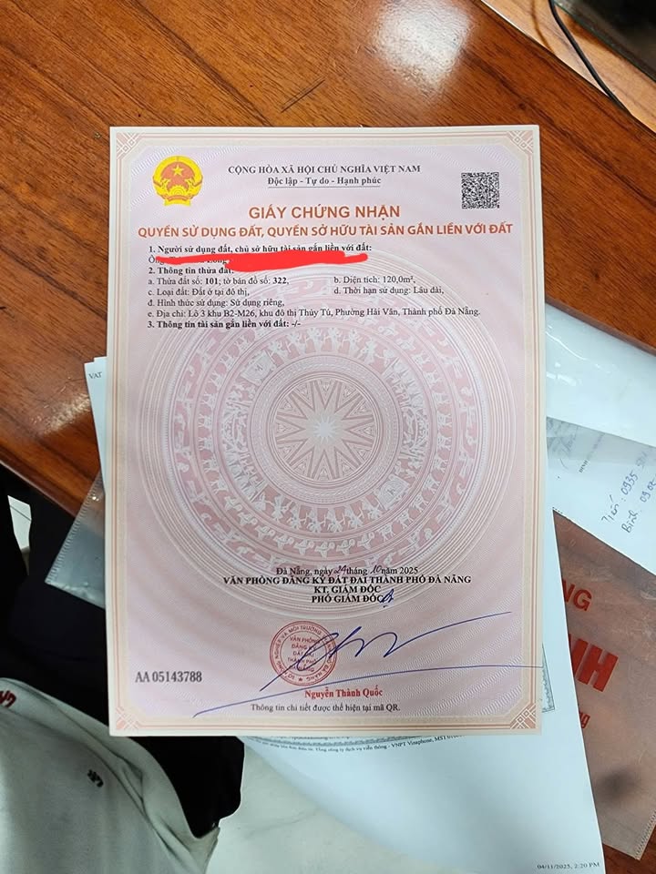 Đất nền Ecocham Đà Nẵng 120m² giá 4.6 tỷ - Cơ hội đầu tư hấp dẫn!