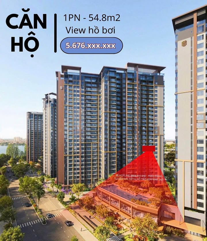 Căn hộ 1PN Đỗ Xuân Hợp Thủ Đức 50.9m² giá 5.6 tỷ - Hàng hiếm view hồ bơi!