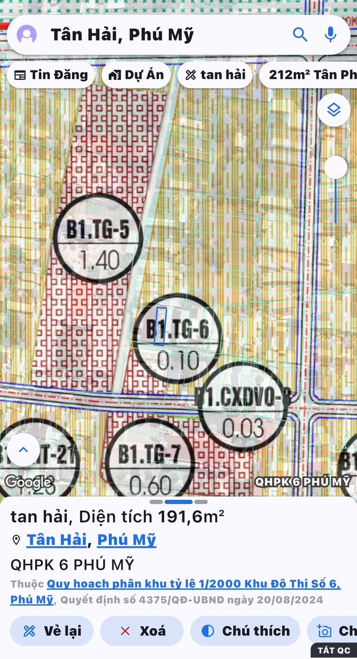 Đất nền Tân Hải, Phú Mỹ, Bà Rịa - Vũng Tàu 195m² giá 2.232 tỷ - Sổ hồng chính chủ, xe hơi vào tận nơi!