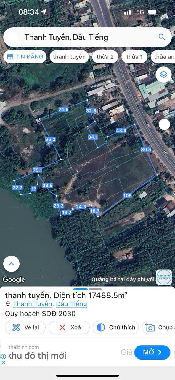 Đất nền Dầu Tiếng 1,7ha mặt tiền ĐT 744 - Cơ hội đầu tư tuyệt vời!