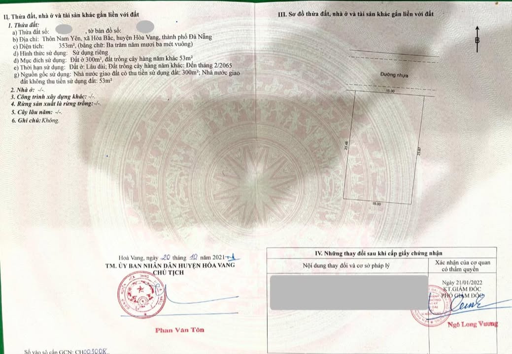 Đất Biệt Thự Hòa Bắc Đà Nẵng 353m² giá 3.53 tỷ - Mặt tiền đường chính, đầu tư sinh lời!