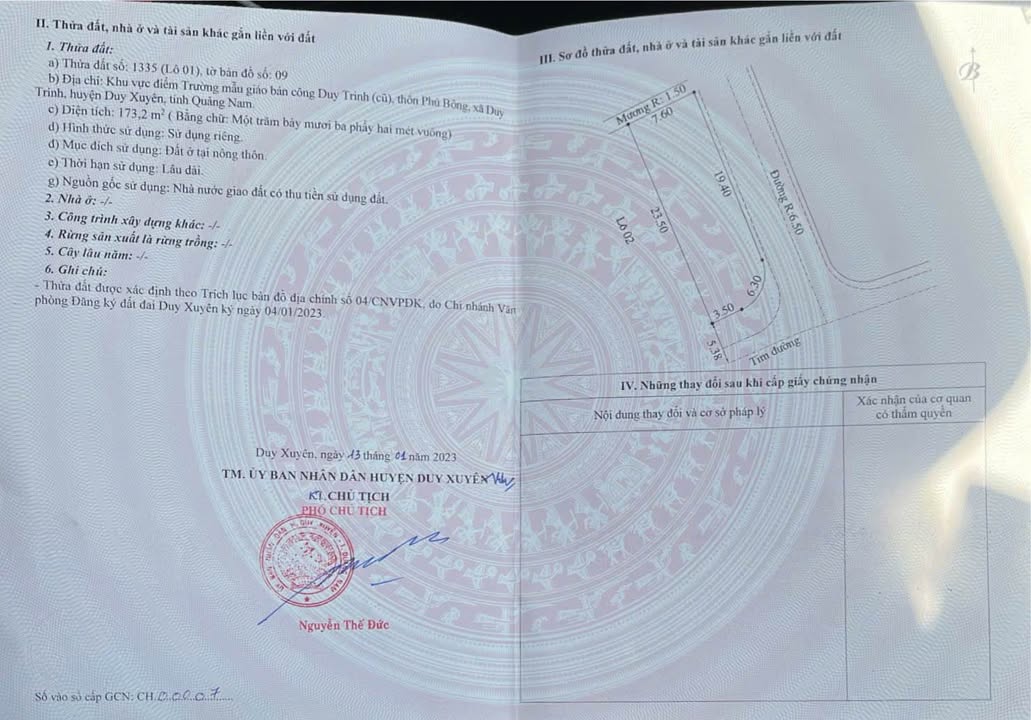 Đất chính chủ 2 mặt tiền Duy Trinh Duy Xuyên 173m² giá 1.6 tỷ - Tiềm năng đầu tư cao!