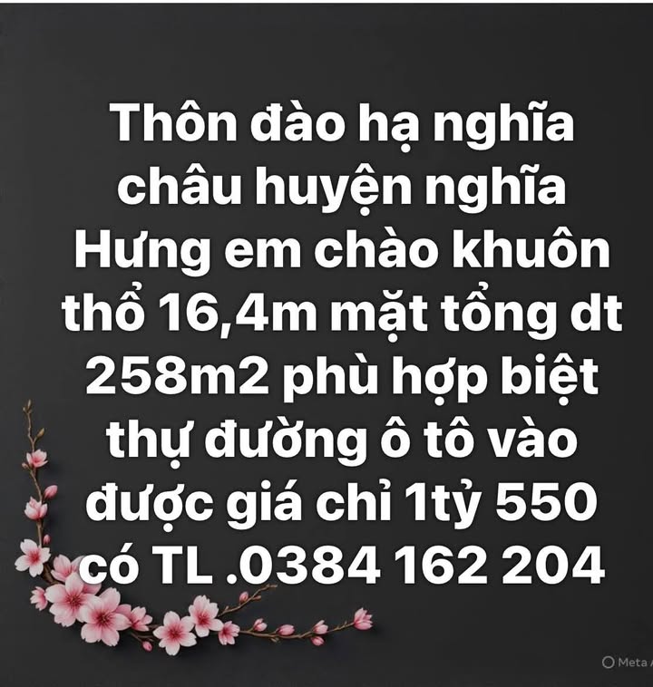 Đất nền thôn Đào Hạ, Nghĩa Châu 258m² giá 1.55 tỷ - Đầu tư sinh lời ngay!