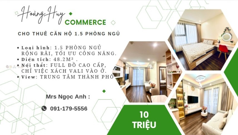 Căn hộ cho thuê Tòa Tulip, Hải Phòng 48.2m² giá 10 triệu - Sẵn sàng vào ở!