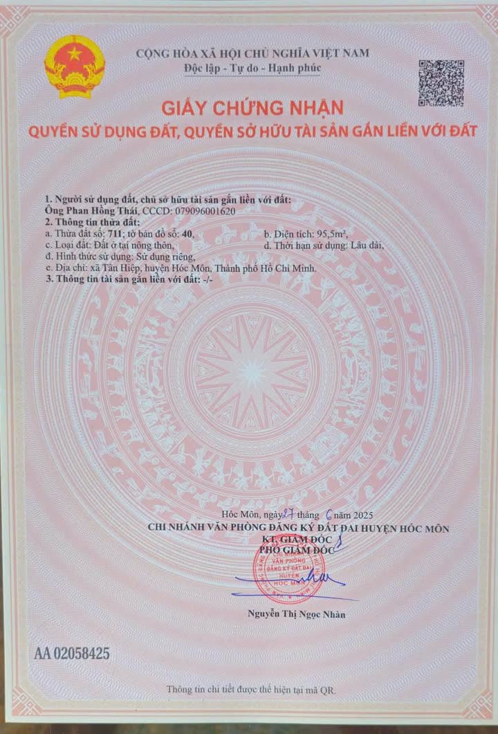 Đất nền Tân Hiệp, Hóc Môn 95.2m² giá 2.65 tỷ - Đầu tư sinh lời ngay!