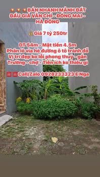 Đất đấu giá Văn Chỉ, Đồng Mai, Hà Đông 54m² giá 7.25 tỷ - Vị trí đẹp, phong thủy tốt!