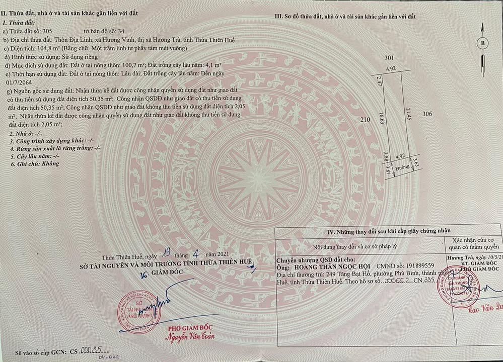 Đất Hương Vinh Phú Xuân 104m² giá 1 tỷ - Đầu tư sinh lời ngay!