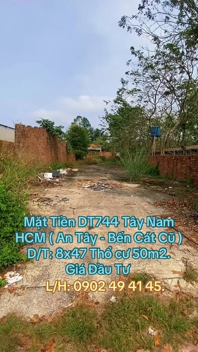 Đất thổ cư đường ĐT744 An Tây Bến Cát 376m² giá 3 tỷ - Cơ hội đầu tư lý tưởng!