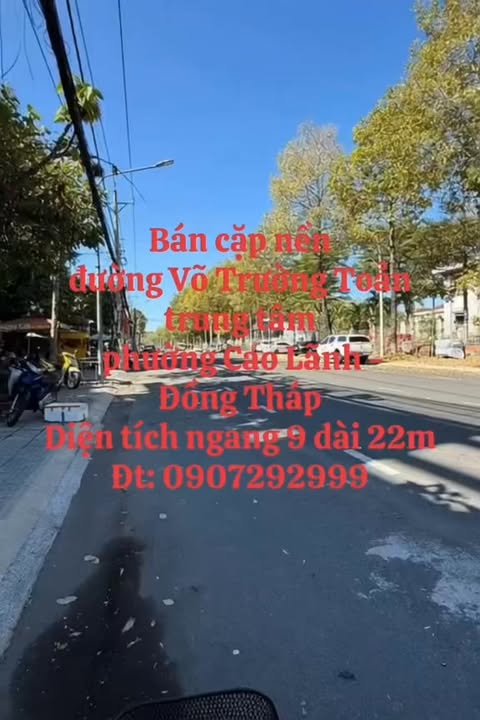 Đất nền mặt tiền Võ Trường Toản, TP. Cao Lãnh 198m² - Cơ hội đầu tư vàng!