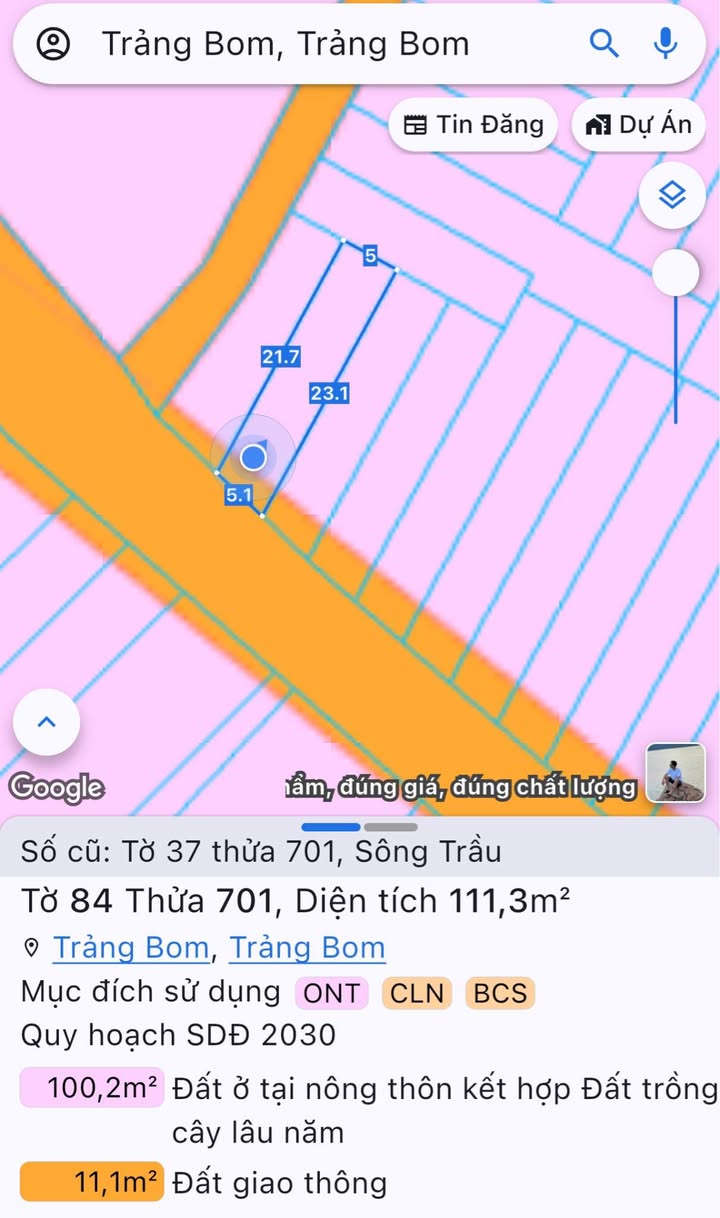 Đất nền Sông Trầu, Trảng Bom 111m² giá 1.19 tỷ - Nhà phố xây dựng tự do!