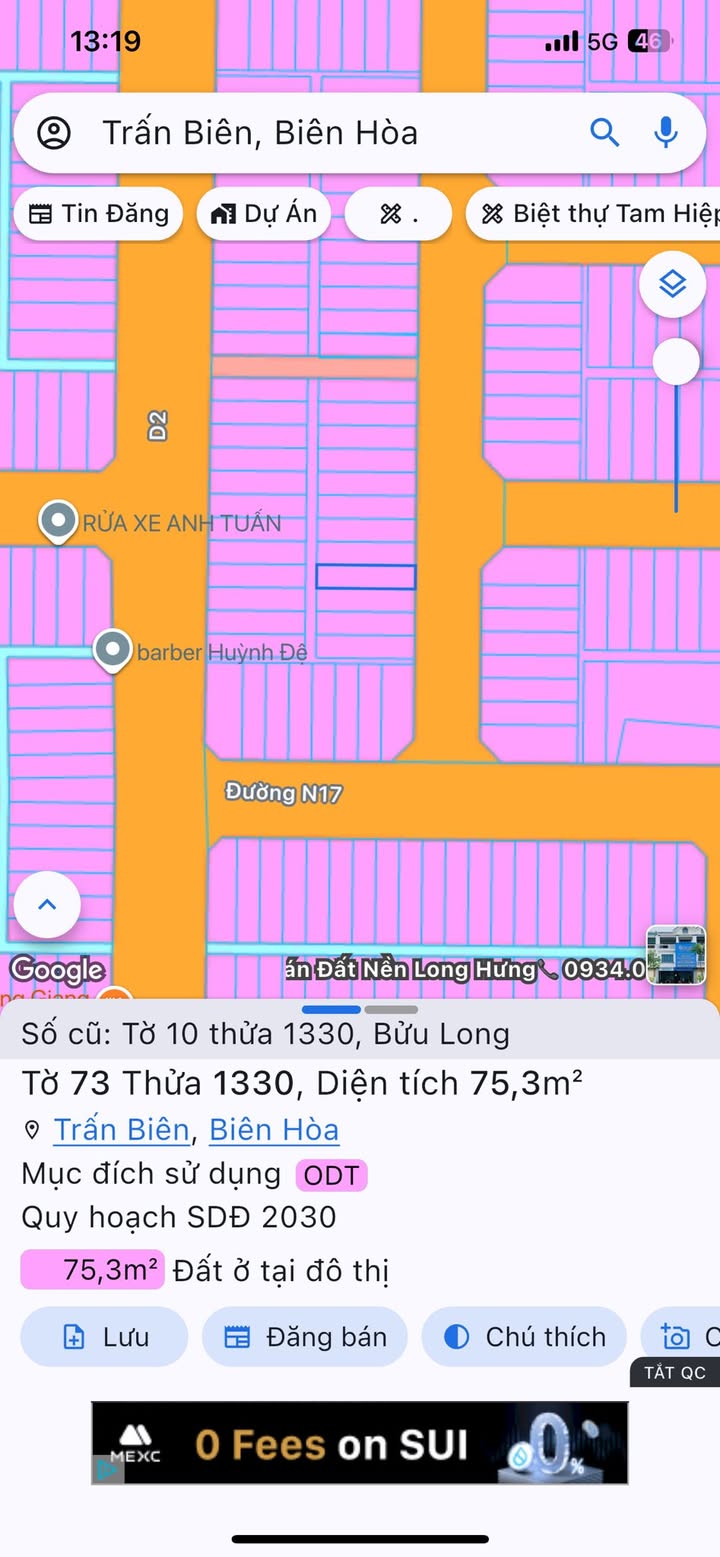 Đất KDC Bửu Long Biên Hòa 75m² giá 3.55 tỷ - Đường nhựa 12m thông bàn cờ!