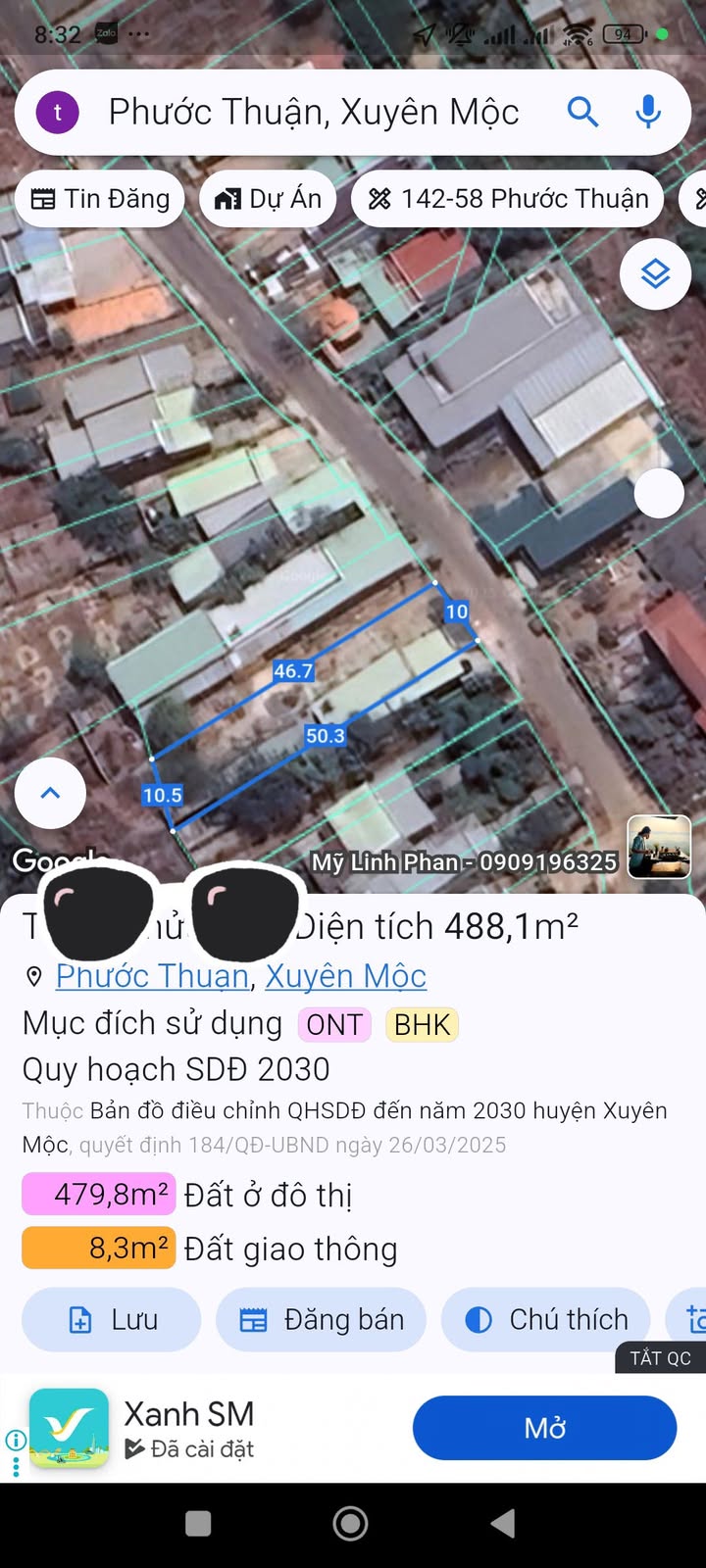 Đất nền Phước Thuận, Xuyên Mộc 500m² giá 2.9 tỷ - Cơ hội đầu tư tốt!