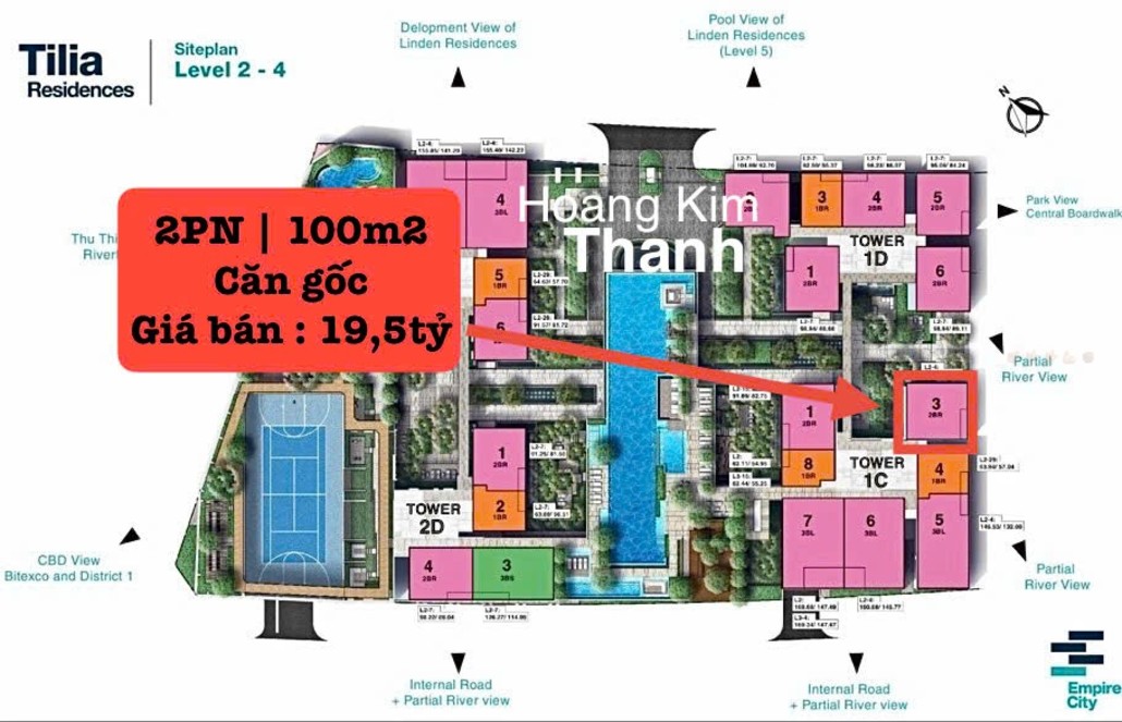 Căn hộ Empire City Thủ Đức 100m² giá 19.5 tỷ - View đẹp đáng mơ ước!