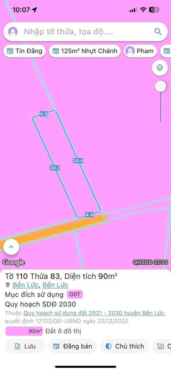 Đất thổ cư Bến Lức 90m² giá 1.1 tỷ - Đầu tư sinh lời hấp dẫn!