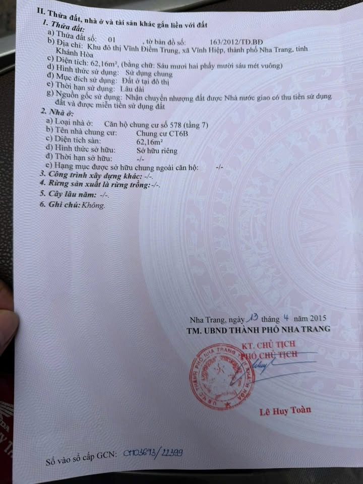 Chung cư CT6 Nha Trang 62m² giá 2.3 tỷ - Căn góc, sẵn sàng vào ở!